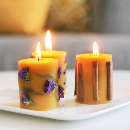 Three yellow candles
